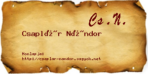 Csaplár Nándor névjegykártya